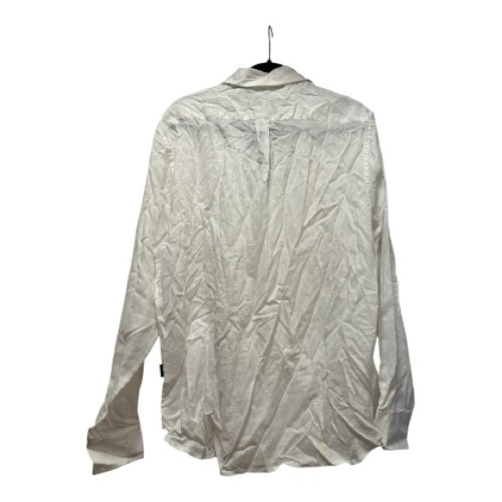 Kenneth Cole Men's Casual Linen White Button Down Shirt - Picture 3 of 5